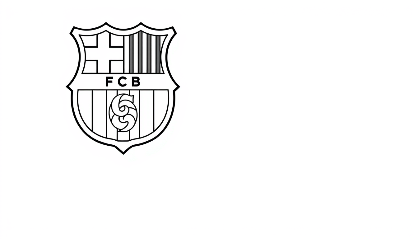AI Coloring Page idea created from the prompt: black-and-white coloring page, bold clean outlines, large enclosed areas, no shading, dessin du logo du fc barcelone plus realiste en couleu