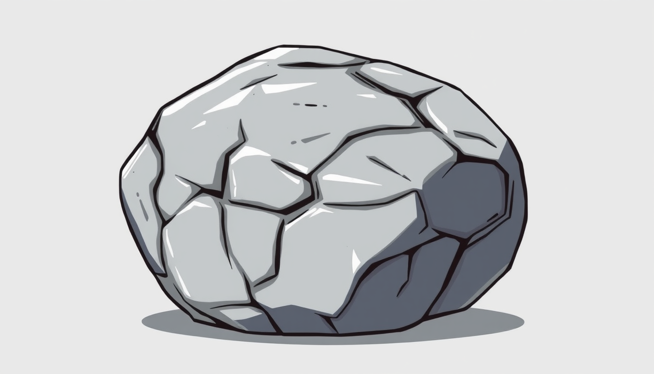 Game Asset idea created from the prompt: 2D game asset, clean isolated object, consistent art style, chunky grey rock for a roblox icon handdrawn , game-ready asset illustration