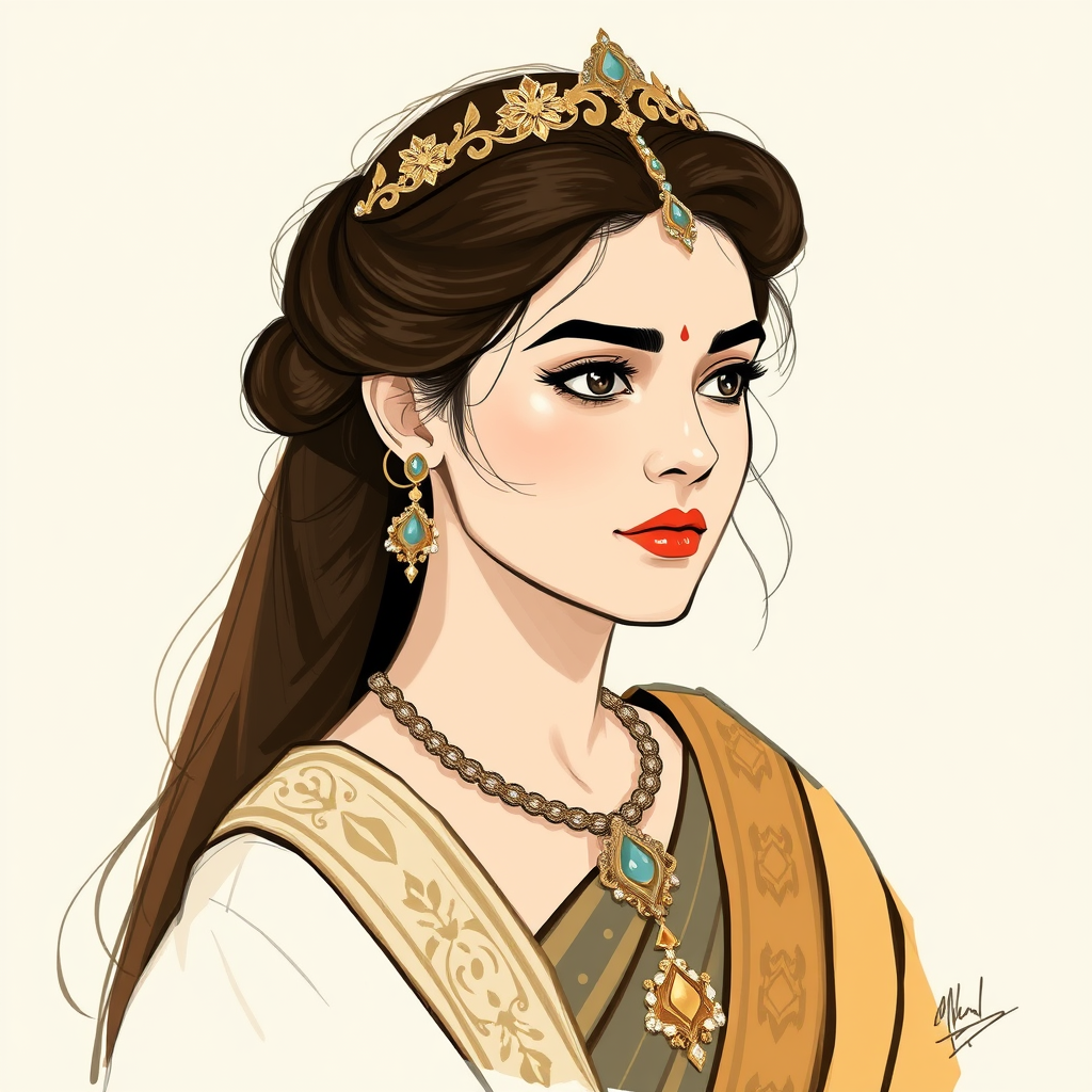 AI Art prompt example created from the prompt: I want 2d character sketch of princess of hope Balochistan