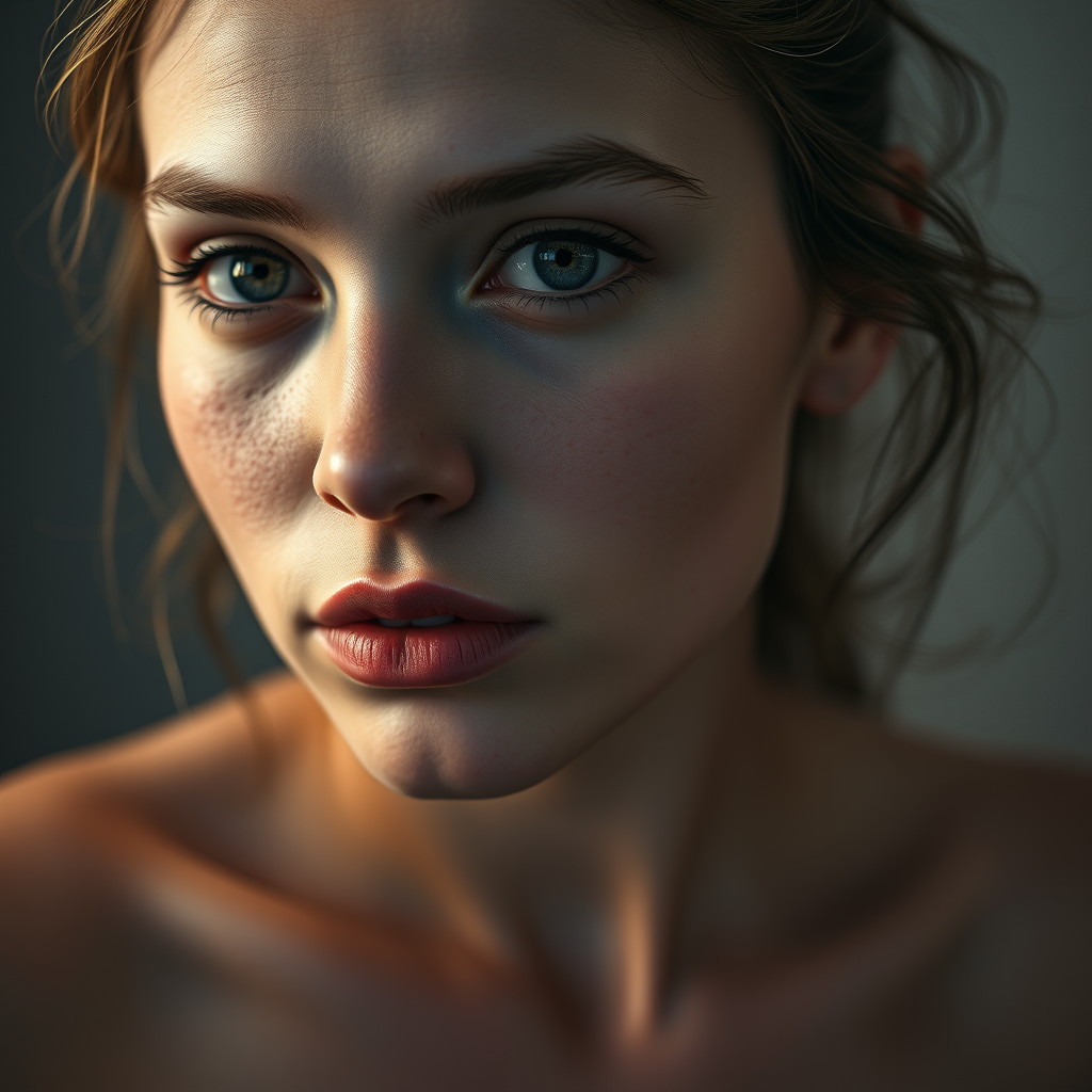 Realistic Images idea: photorealistic generated image, natural materials and skin texture, physically plausible lighting, Una chica de 18 años completamente desnuda sin ropa