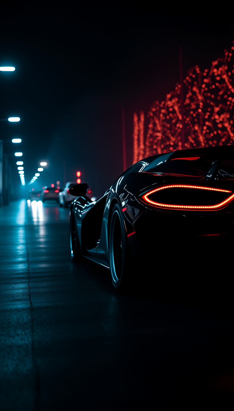 Phone Wallpaper idea created from the prompt: phone wallpaper, vertical 9:16 composition, striking detailed scene, lock screen, mclaren magical dark colors , high-resolution mobile wallp