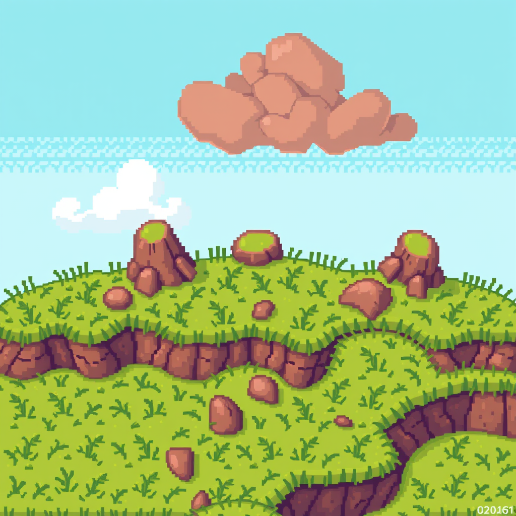 AI Pixel Art idea created from the prompt: pixel art, 32x32 sprite scale, limited palette, retro 16-bit game art, grass ground, top-down, pixel art , crisp pixel perfect, indie-game a