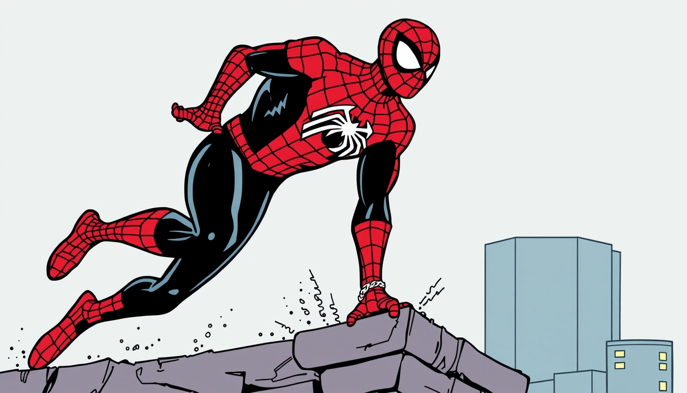 Main art studio: Spiderman Herge style carton ligne claire