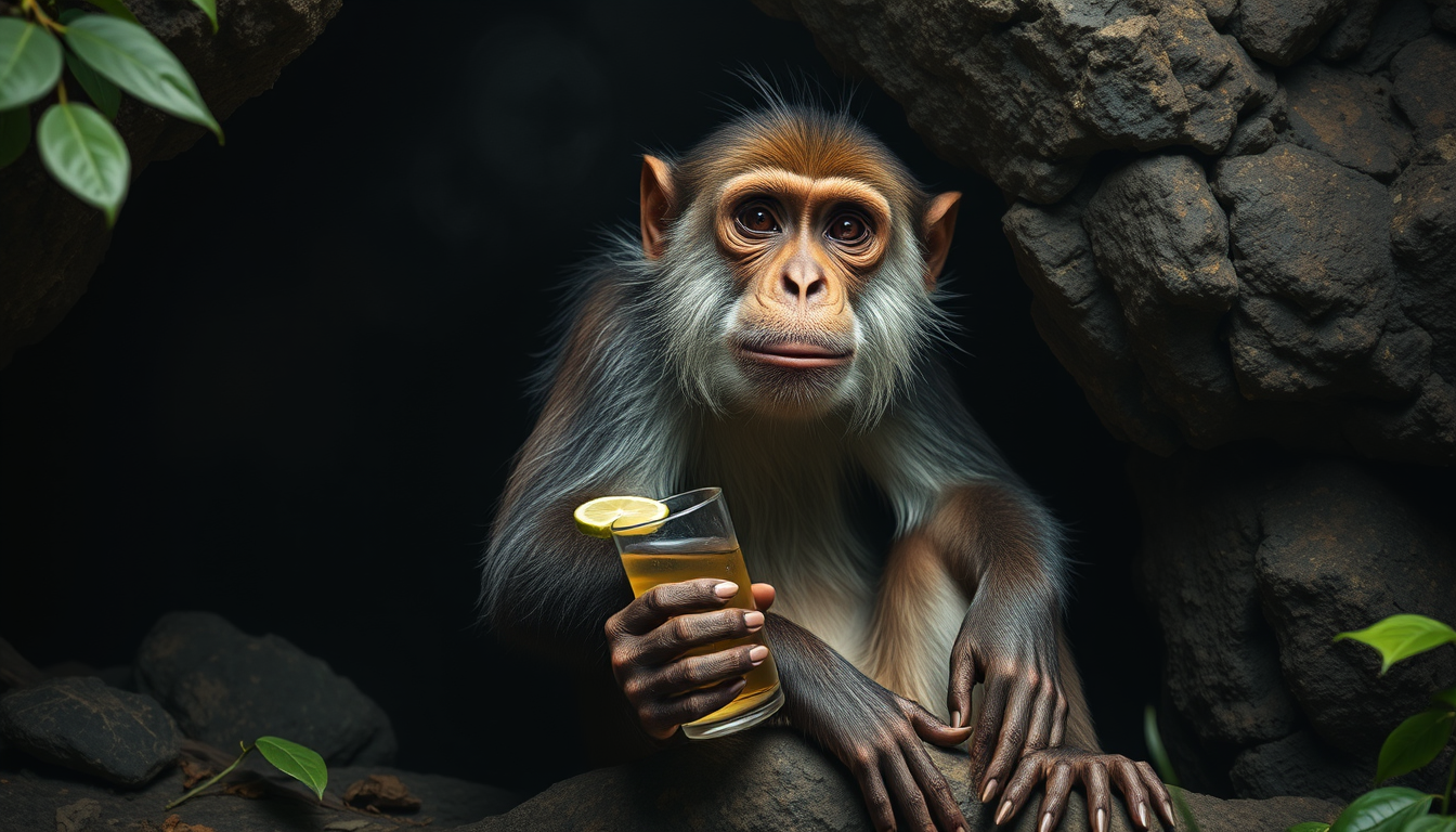 Main art studio: monkey name adam and his owner ipan. being maniac and drunk on their cave