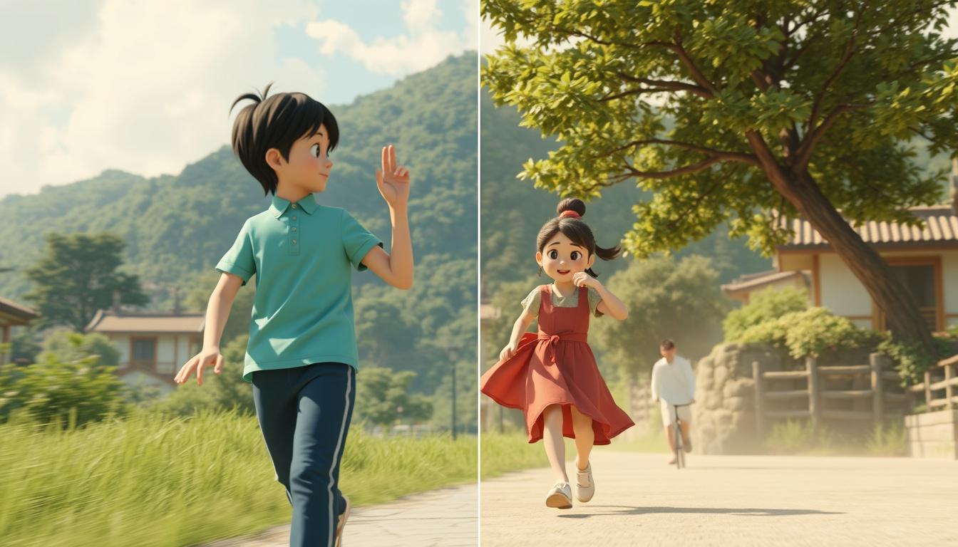 Main art studio: Transform this still image into a realistic cinematic video. Add smooth character movement, dynamic camera motion, depth, realistic shadows, and natur