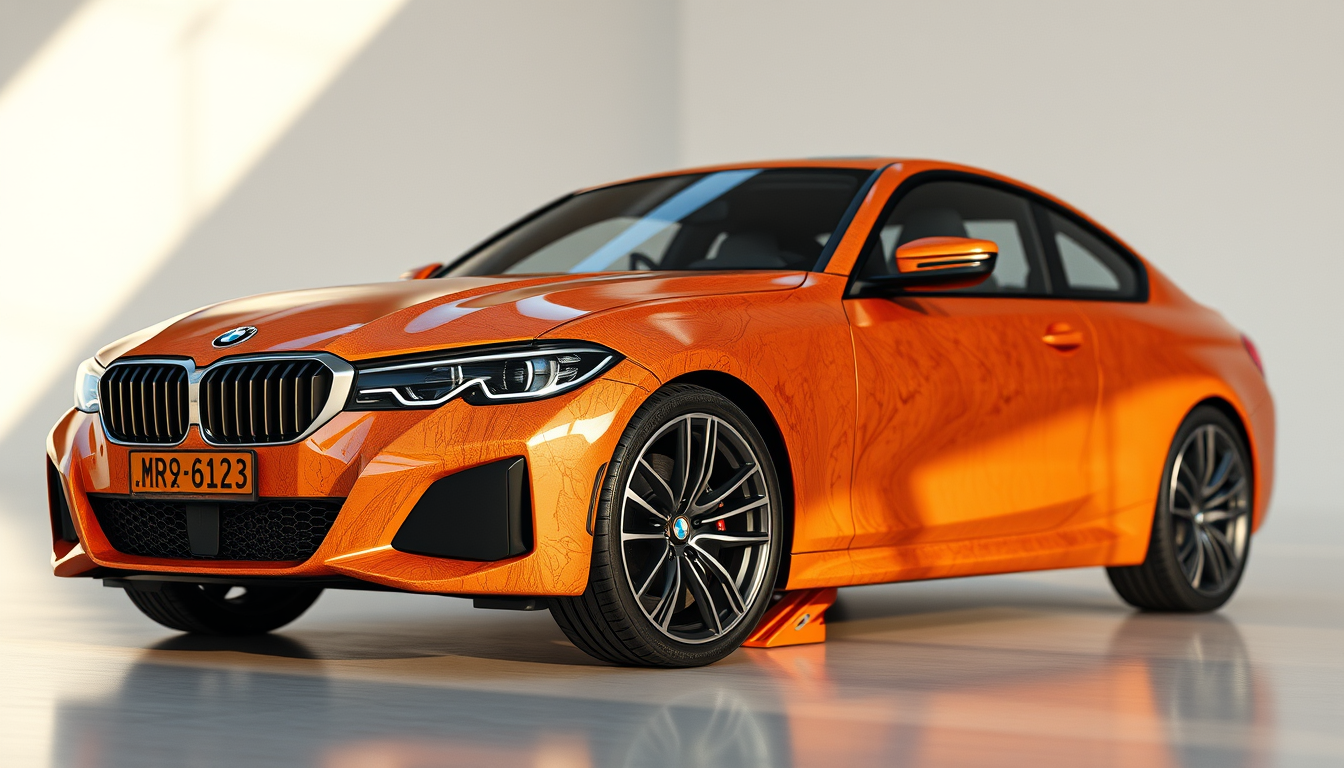 Realistic Images idea: photorealistic generated image, natural materials and skin texture, physically plausible lighting, create bmw modify car wallpaper , coherent depth, r