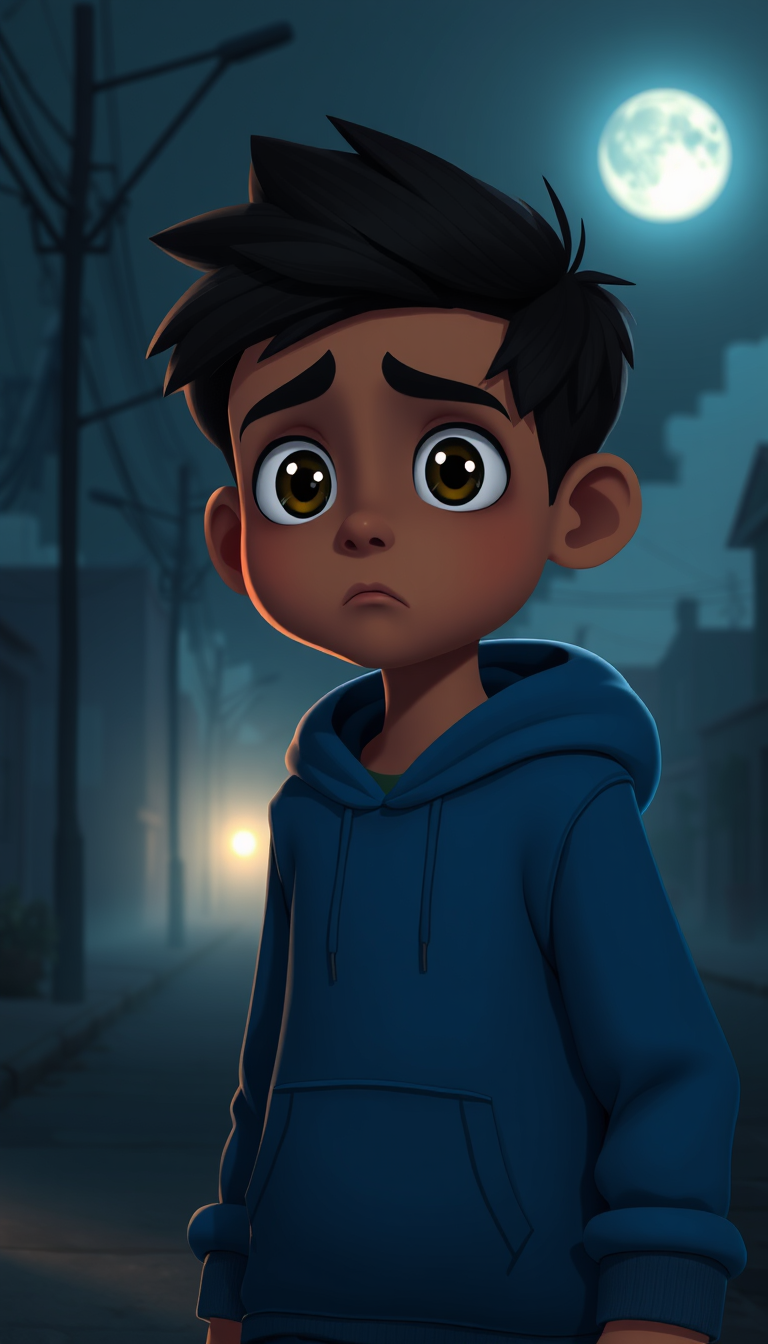 Characters idea: an original character defined by silhouette, role, outfit, palette, and expression, deliberate composition, 3D cartoon scene, 12-year-old Pakistani bo