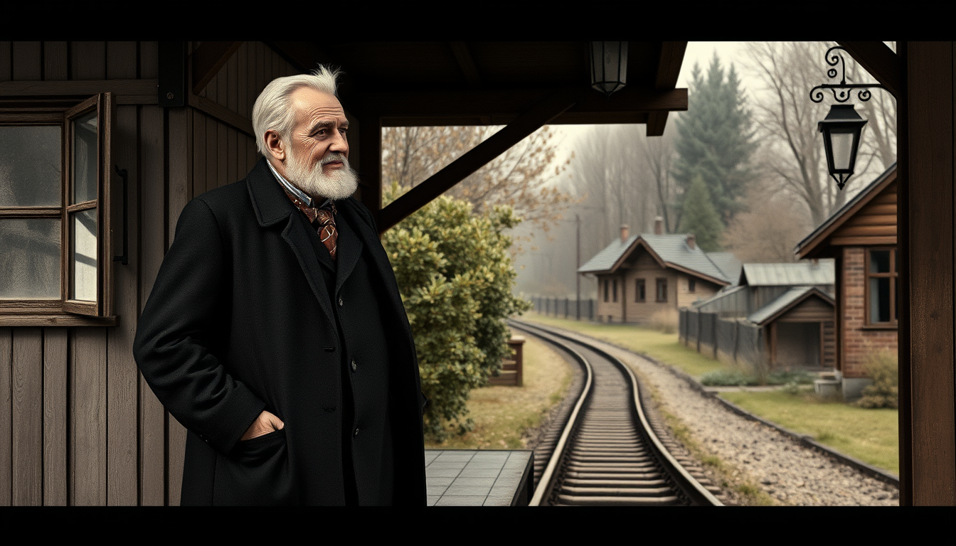 Main art studio: „Im Jahre 1953 lebte ein alter Mann namens Karl in einem kleinen Dorf. Jeden Morgen ging er zum Bahnhof. Doch eines Tages begegnete er dort einer jung