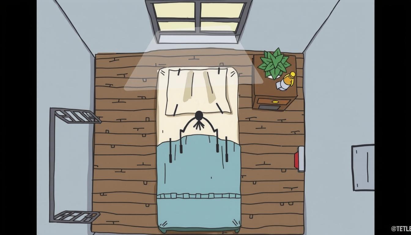 Main art studio: Detail this 2D minimalist stick figure cartoon