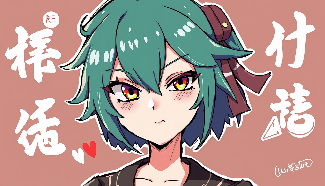OC idea: original character art, distinctive design, anime-influenced style, expressive face, 黑短发，中性，眯眯眼，看起来生人勿近，穿黑色冲锋衣 , OC character illustration