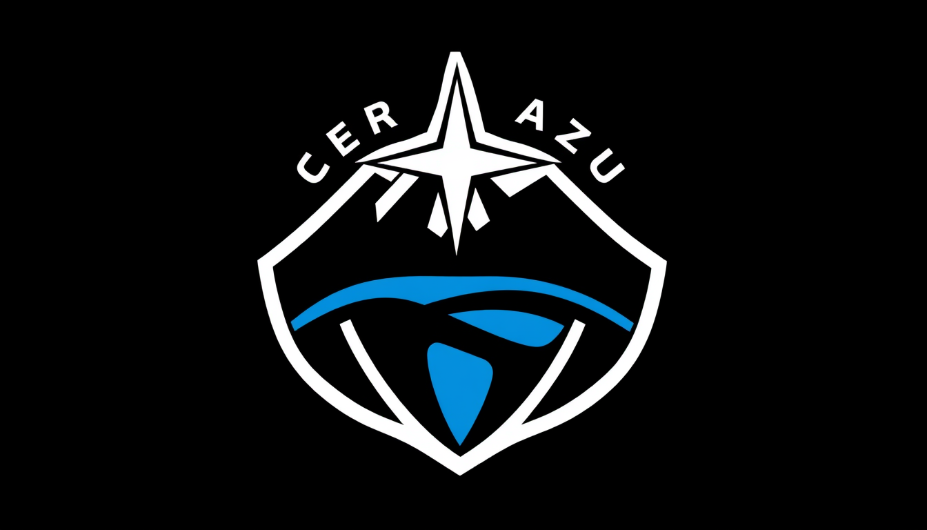 Logo idea: logo design, clean minimal mark, bold simple shapes, balanced composition, Diseñame el logo de mi equipo de fútbol, de Nombre Cerro Azul le pones una