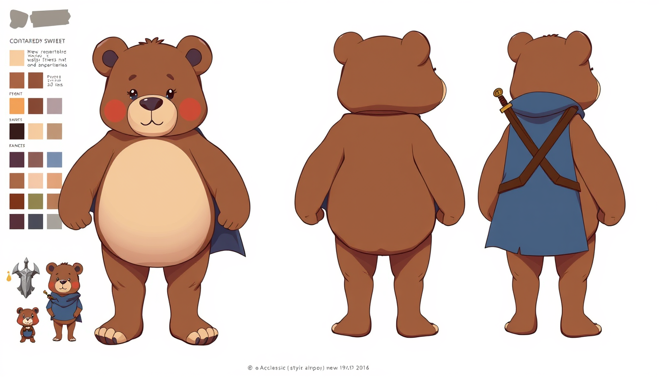 Character Sheet idea created from the prompt: a visual character reference sheet with a dominant full-body view, controlled details, palette swatches, and supporting expressions or acces