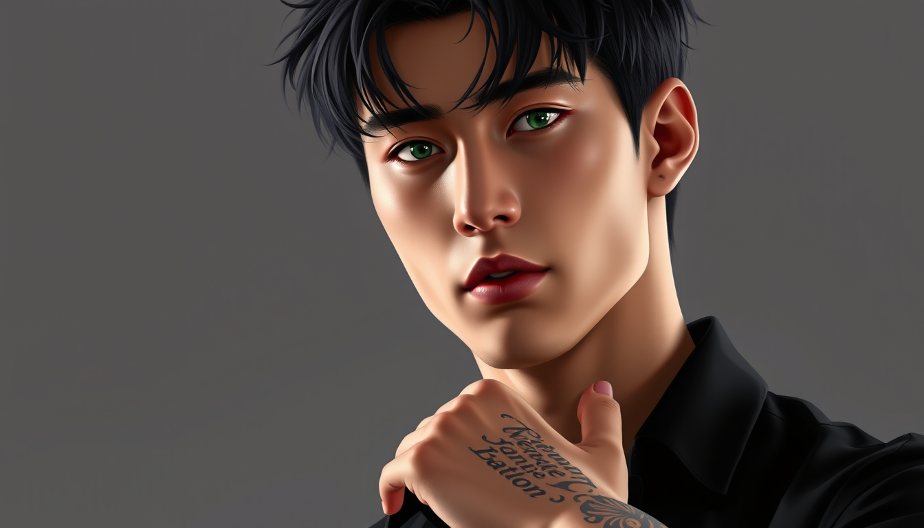 Characters idea: an original character defined by silhouette, role, outfit, palette, and expression, deliberate composition, A tall handsome 29-year-old Korean man, bl