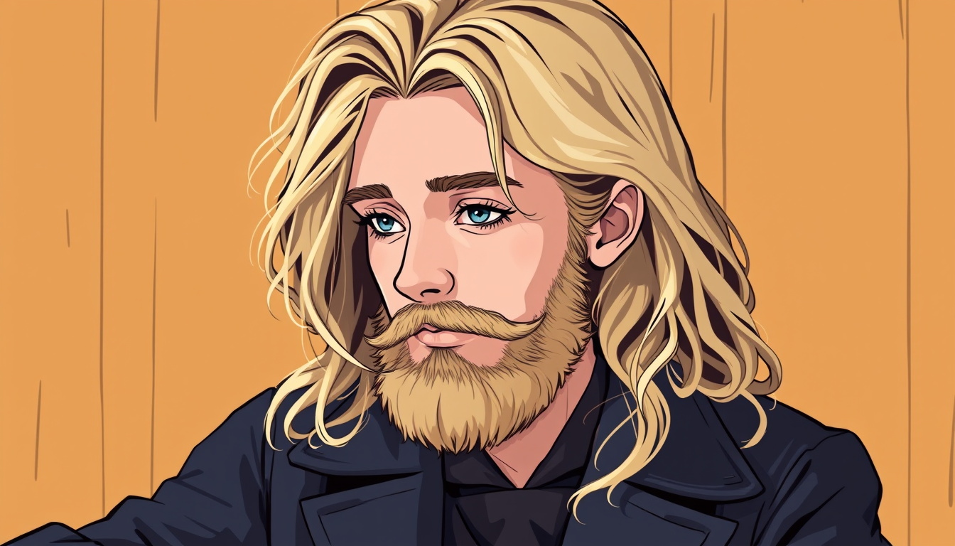 Main art studio: make me a cute but edgy profile pic (minimal clutter) of young brahms in the style of lucky star, pretty please! blonde hair, young brahms not old bra