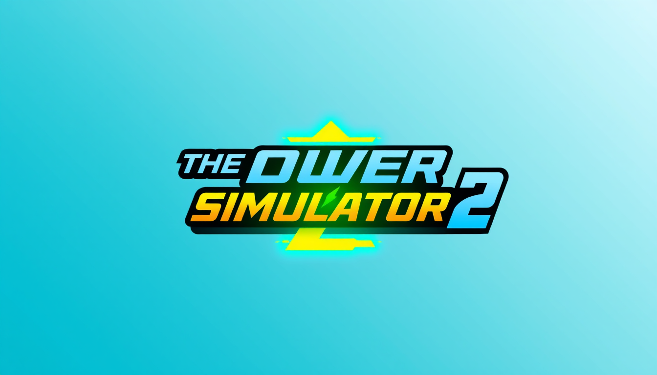 Logo idea: logo design, clean minimal mark, bold simple shapes, balanced composition, Gaming logo for "The Power Simulator 2", bold futuristic typography, bright
