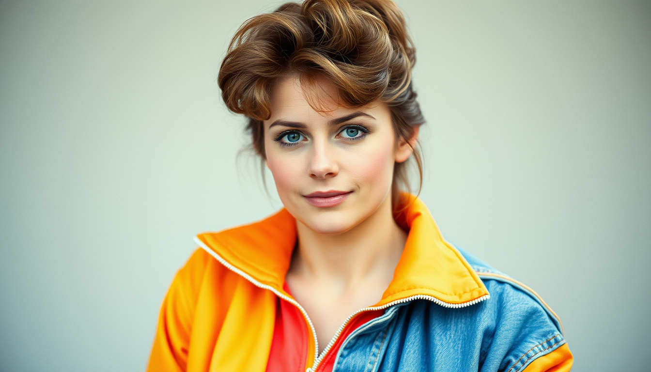 Main art studio: "Verwandle mein hochgeladenes Foto in ein authentisches Porträtfoto aus den 1980er-Jahren. Behalte meine Gesichtszüge, meine Augen und meine Identität