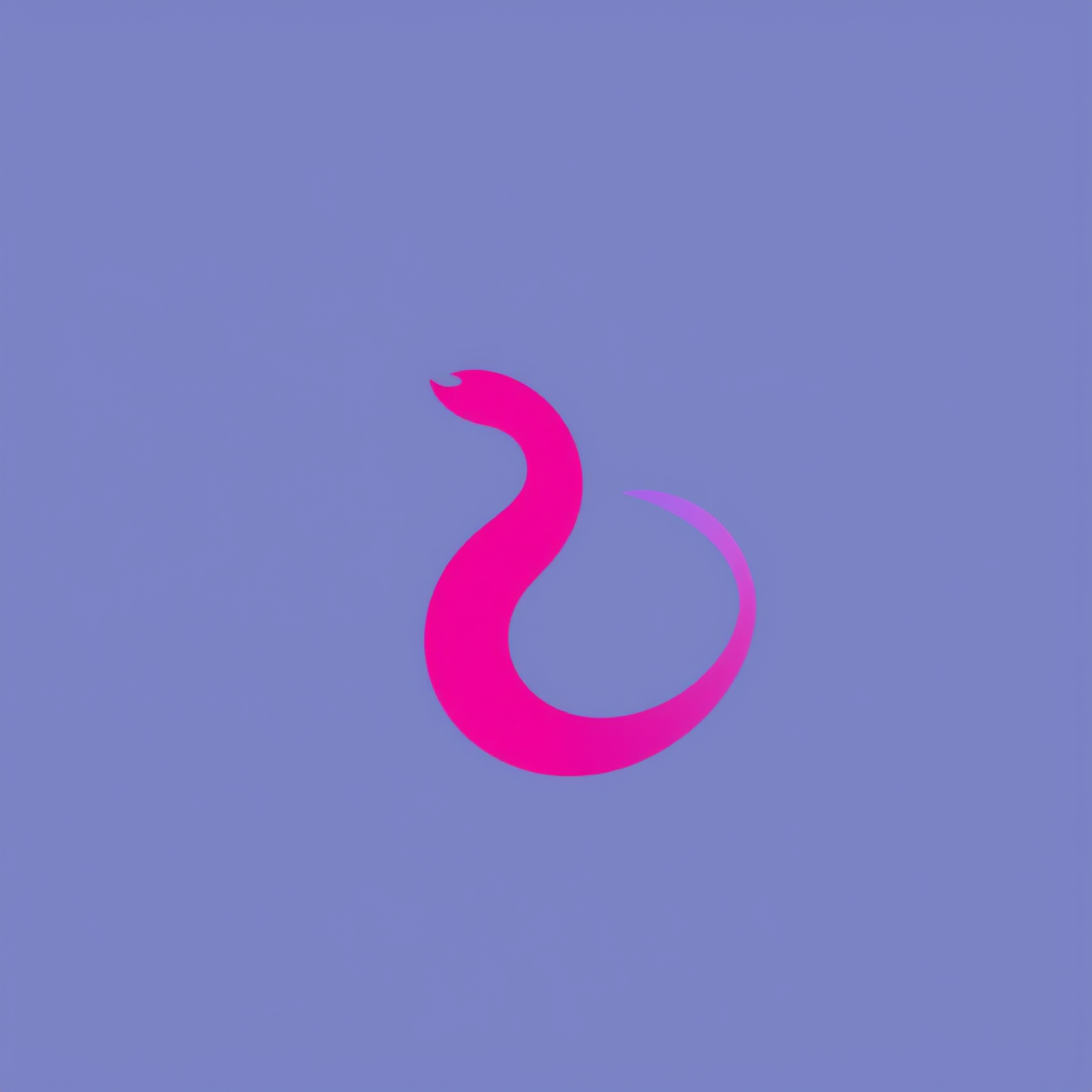Icon idea: app icon, clean minimal symbol, bold simple shape, flat design, einfachen stilistischen schnecken kreisel mit farverlauf magenta nach blau, farbtiefe