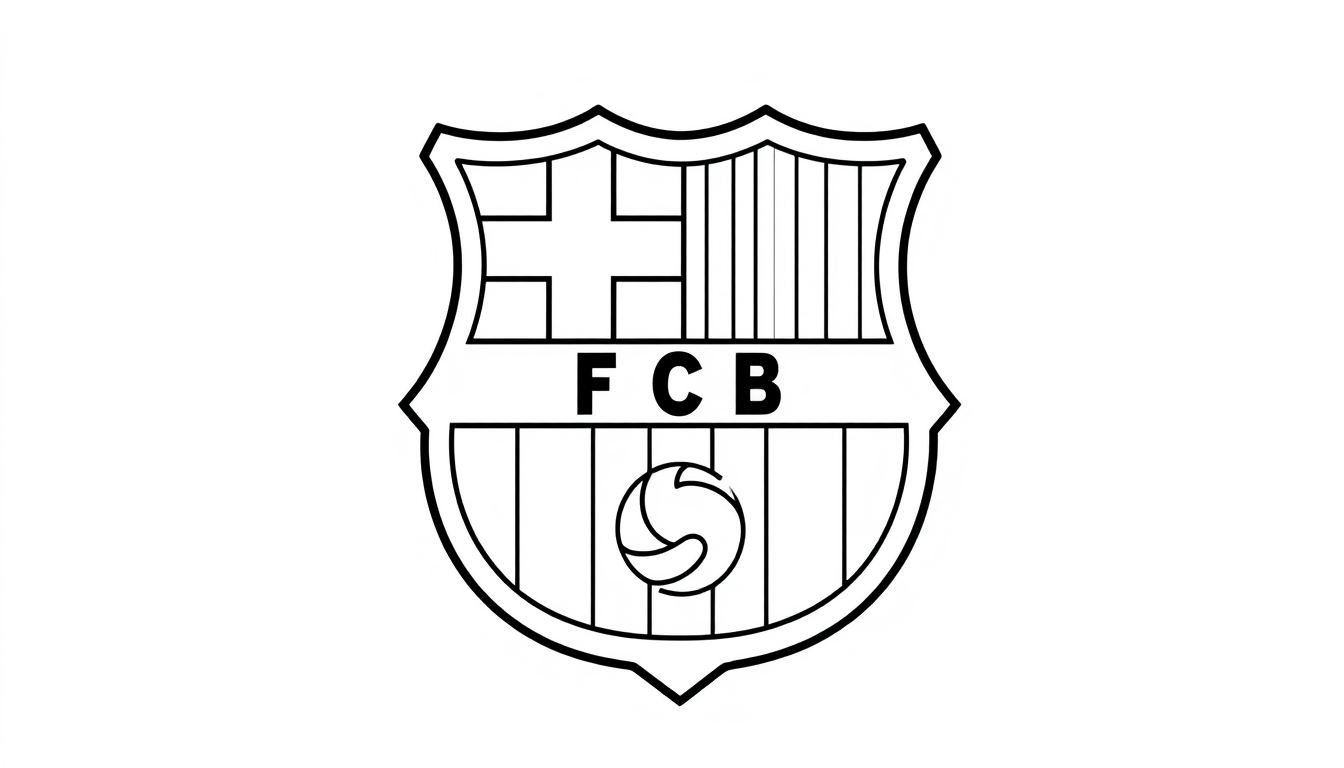 AI Coloring Page idea created from the prompt: black-and-white coloring page, bold clean outlines, large enclosed areas, no shading, dessin du logo du fc barcelone avec étapes , printable