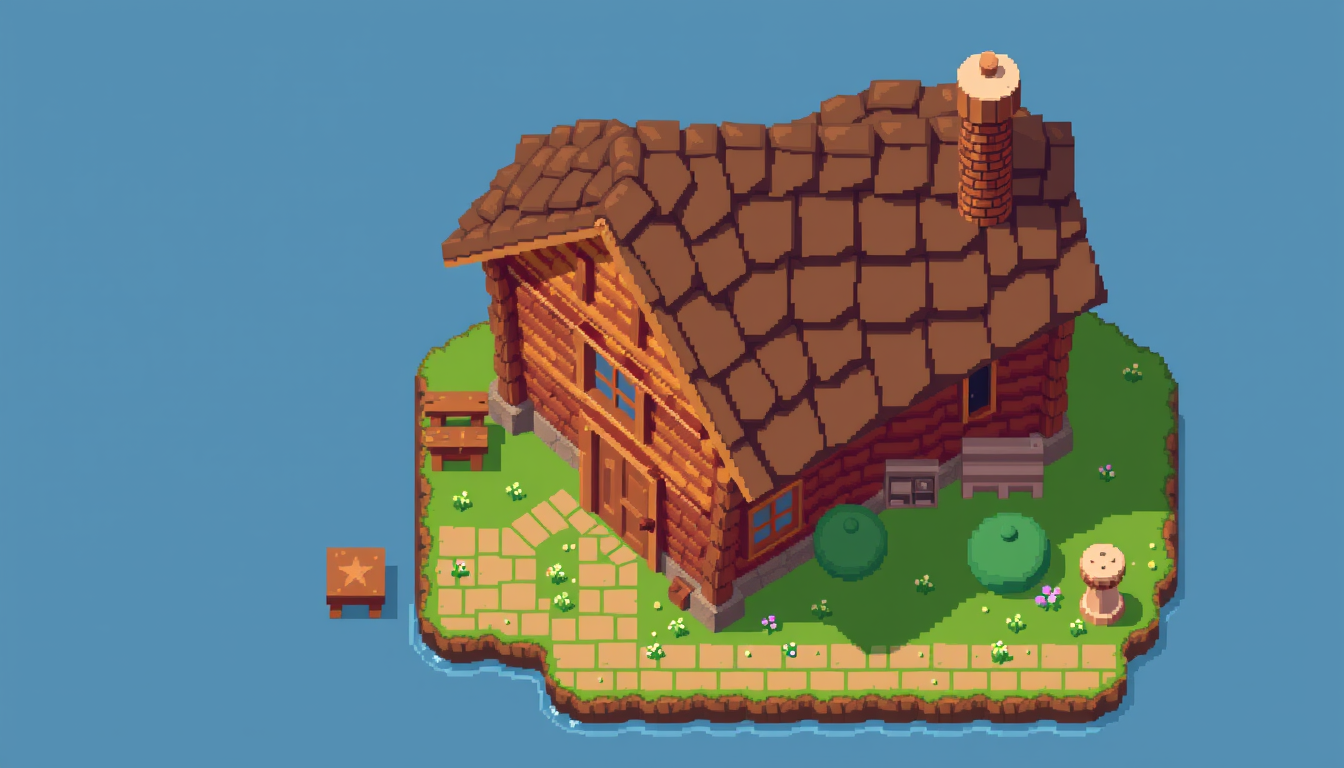 Sprite idea created from the prompt: pixel art game sprite, clean pixel grid, retro 16-bit palette, Ein Pixelart spiel mit einem Hafenmeister. Erstelle eine Holzhütte als sein H