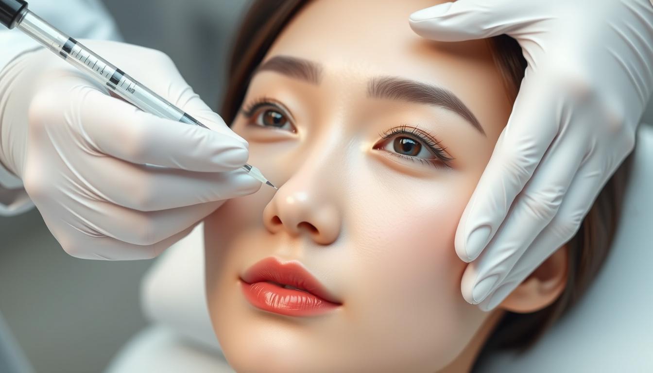 Main art studio: Create a high-quality promotional thumbnail image for a dermatology/plastic surgery Botox treatment. Feature an attractive fictional Korean patient re