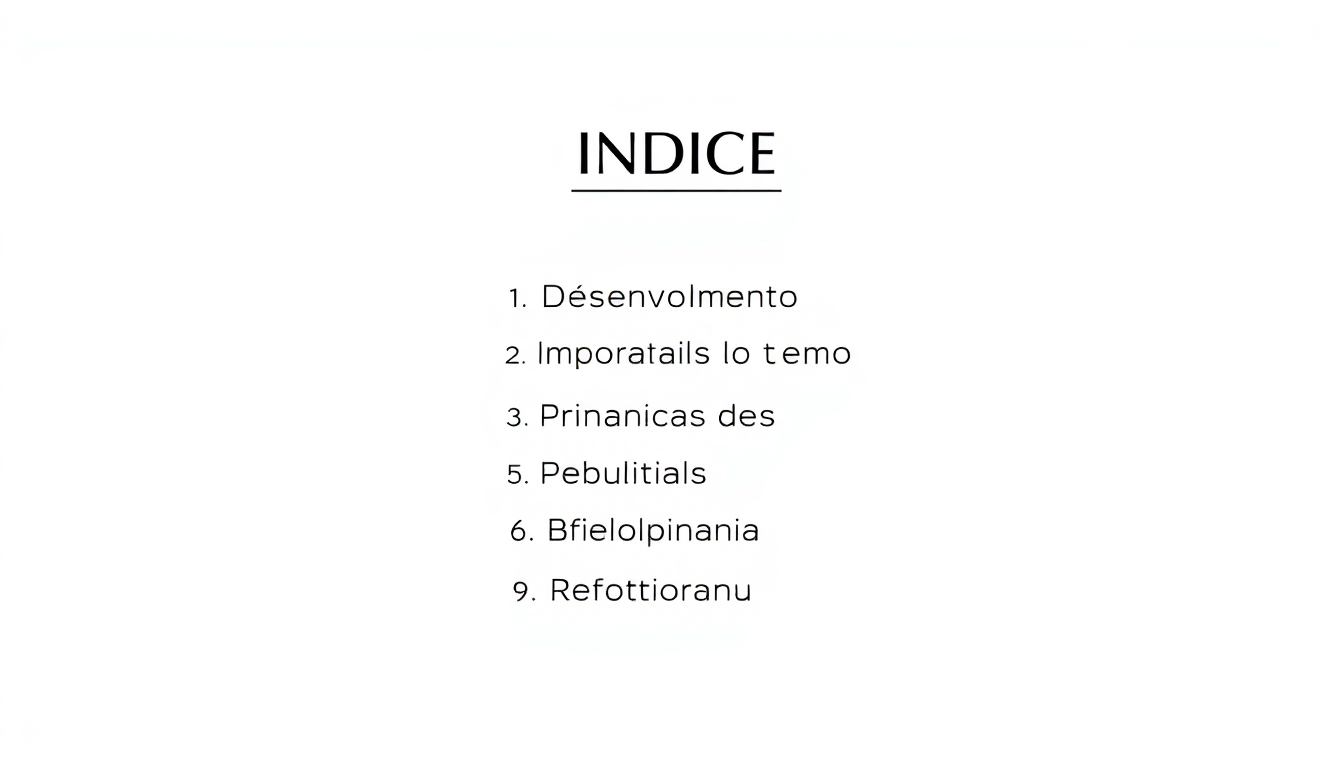 AI Art prompt example created from the prompt: Crie uma imagem de uma folha de índice para um trabalho escolar, em formato A4 vertical, com fundo totalmente branco e texto preto, simples