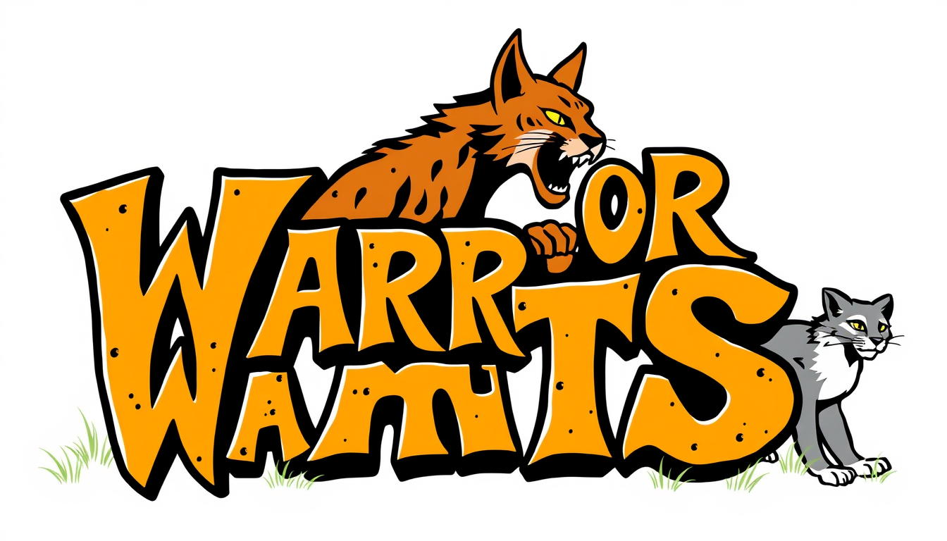 Word Art idea created from the prompt: decorative word art, stylized typography, artistic lettering, Warrior cats by Erin Hunter character designs. No realism. Cartoon art style.