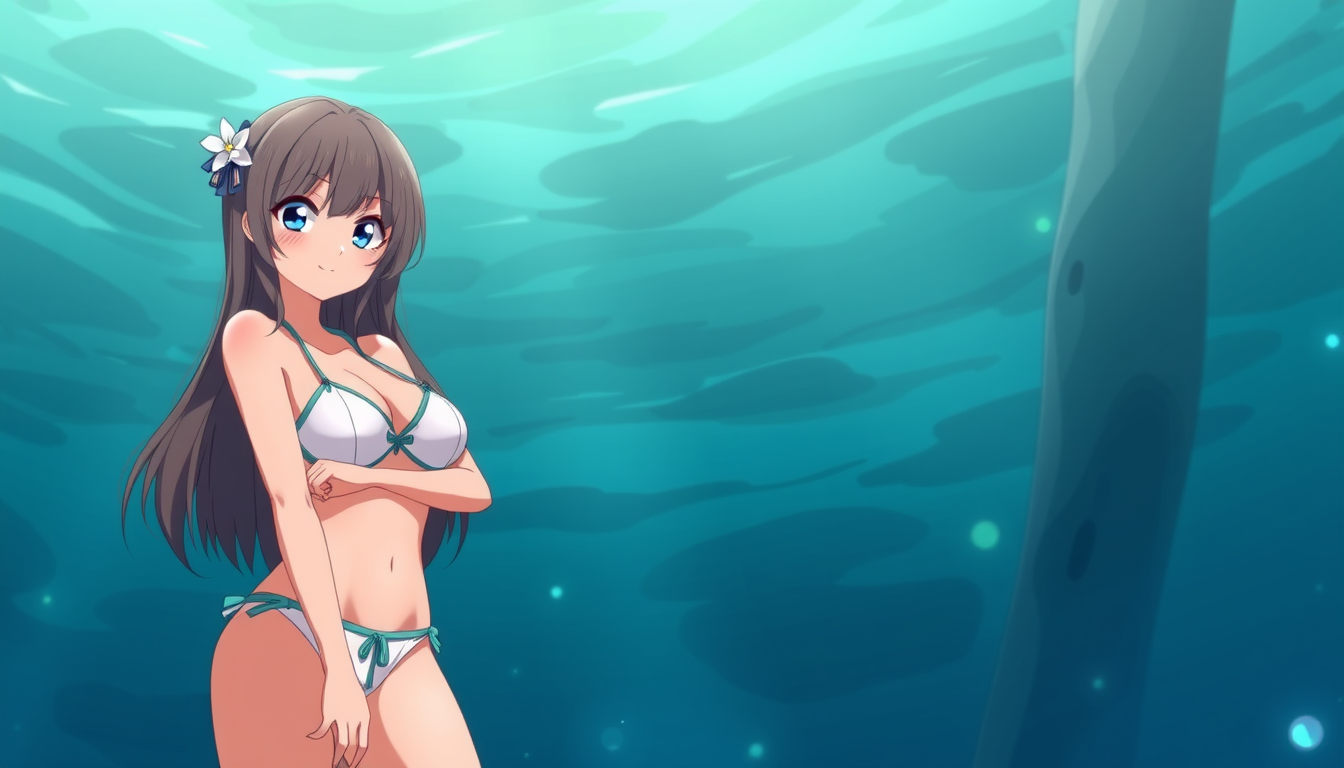 Main art studio: Eine Anime Frau in bikini und großen brüsten