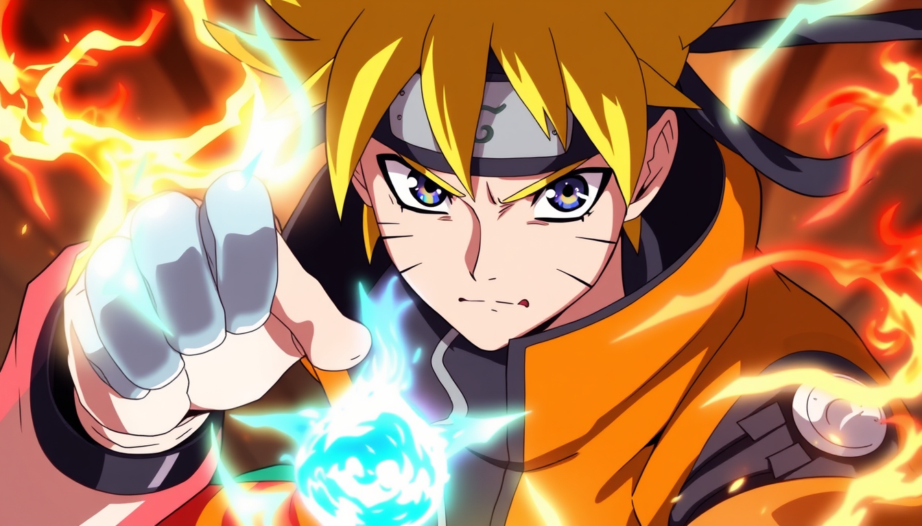 Anime idea: anime style, vibrant colors, expressive eyes, NARUTO Reborn with Sage Power KURAMA MODE , detailed anime illustration