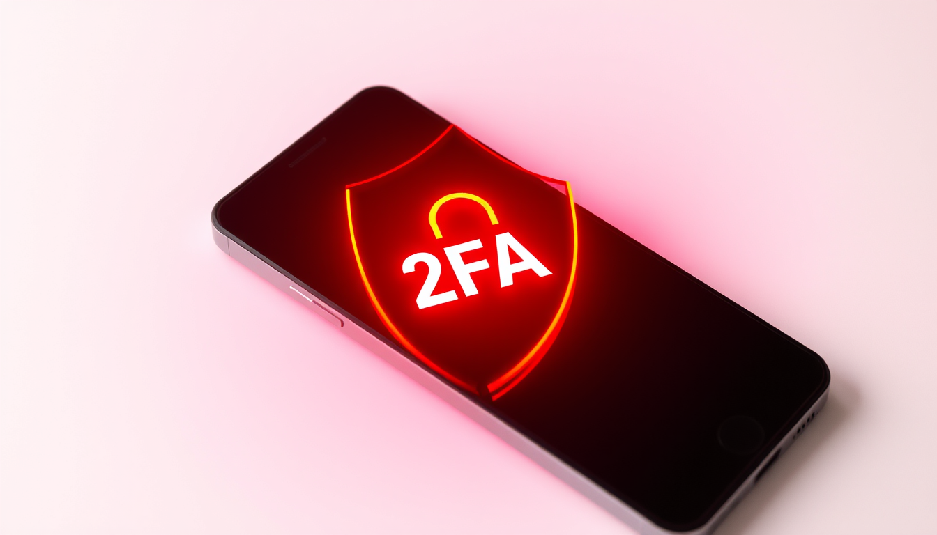 Main art studio: Smartphone 2FA code security shield, white backgroud