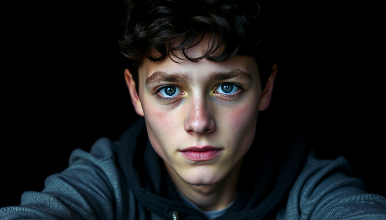 AI Art prompt example created from the prompt: 17 eeuw jongen 13 jaar meet zwart haar donker bruine oogen