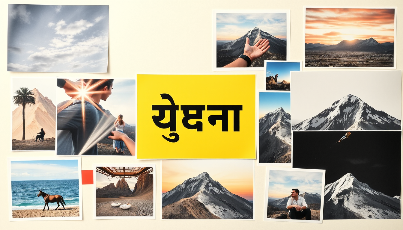 Vision Board idea: vision board collage, aspirational images, organized mood board layout, magazine cutout style, Super कॅम्पुटर कॉन्टॅक्ट , cohesive goal board artwork,