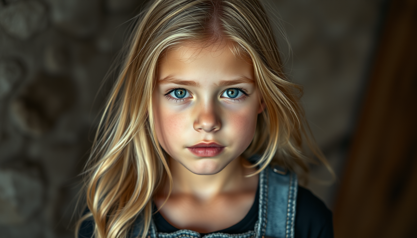 Main art studio: ein blondes jugendliches mädchen im bauchfreien offenen top fotorealistisch für ein kunstrojekt