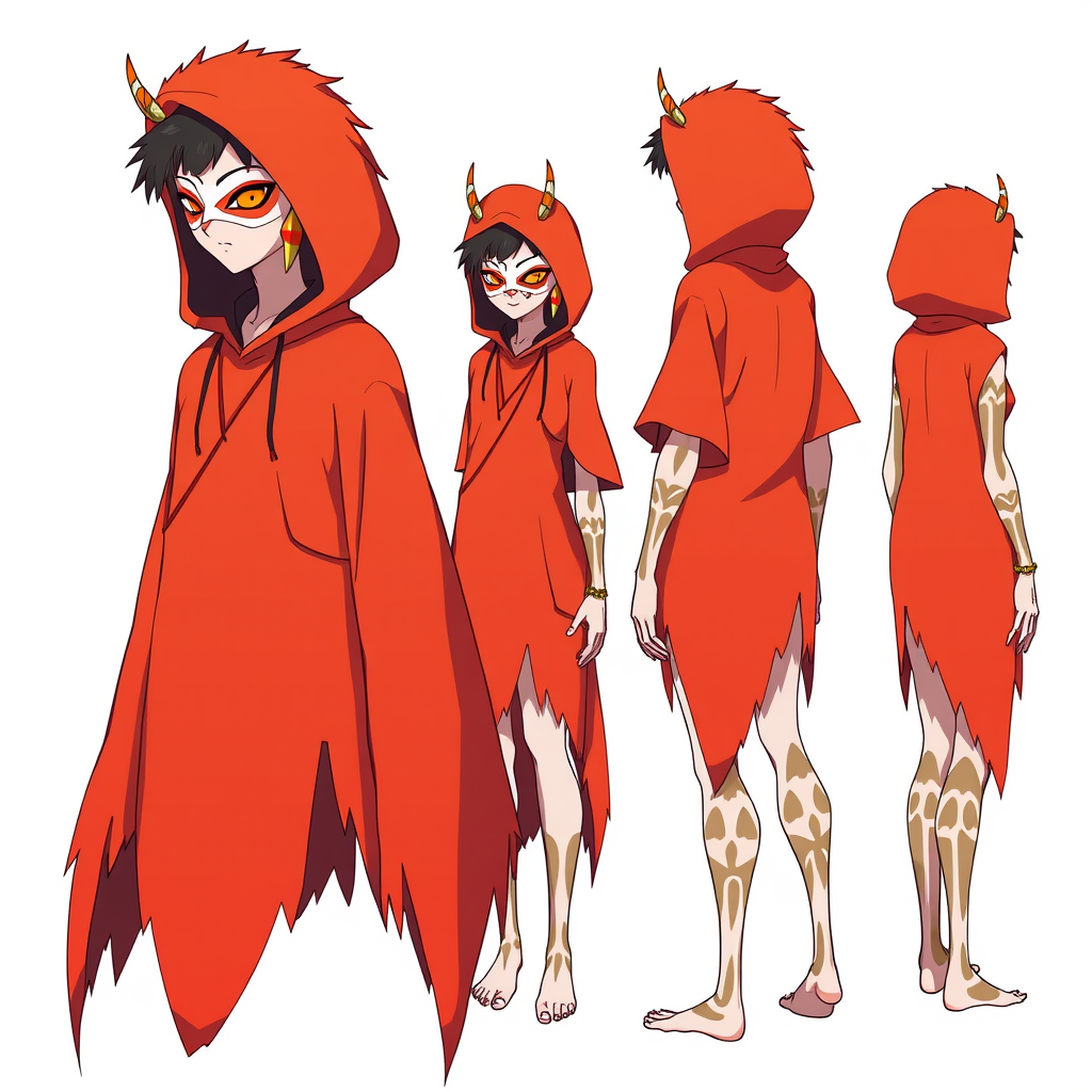 AI Anime Character idea created from the prompt: an anime character with a legible silhouette, controlled costume language, and expressive face, deliberate composition, Anime turn-around mo