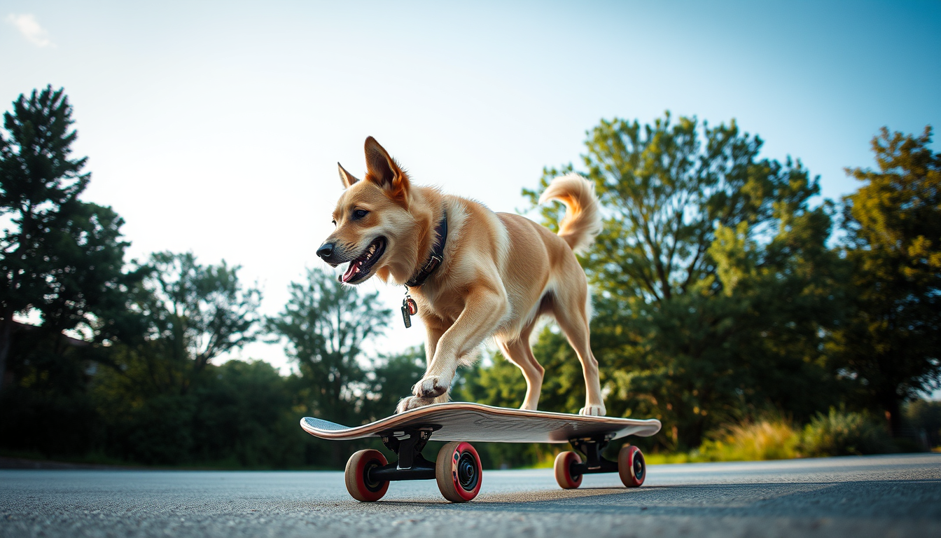Main art studio: Hund auf skateboard
