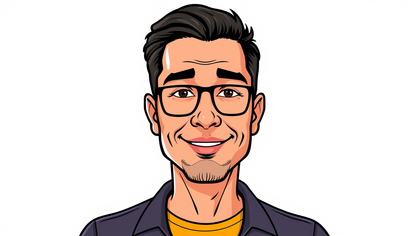 Cartoon Avatar idea created from the prompt: cartoon avatar, head-and-shoulders, bold outlines, flat shading, algo de anime pero al estilo de hombre de 40 años me parece bien.. pero con