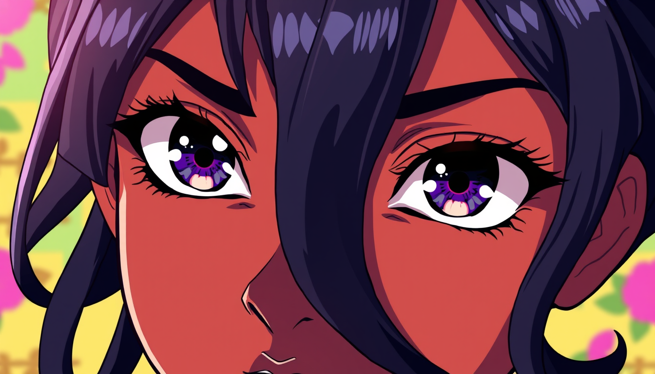 Anime idea: anime style, vibrant colors, expressive eyes, Africain cheveux noir tresse traditionnel yeux noirs , detailed anime illustration