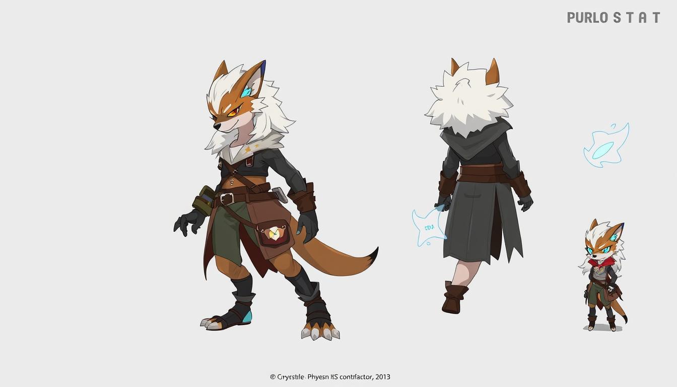 Character idea created from the prompt: original character design, detailed outfit and accessories, expressive personality, quiero crear un perro con super velocidad y que su rayo 
