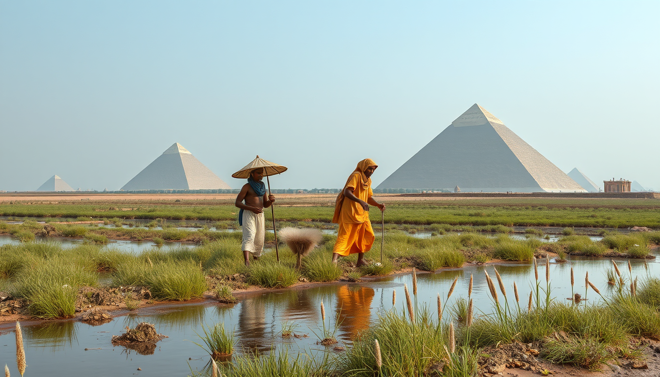 Main art studio: Ich will ein bild erstellen, auf dem die mit kleinen bächern dazwischen bewässert werden. Darauf sollen auch die Arbeitetnden ägypter sein. Die Felder
