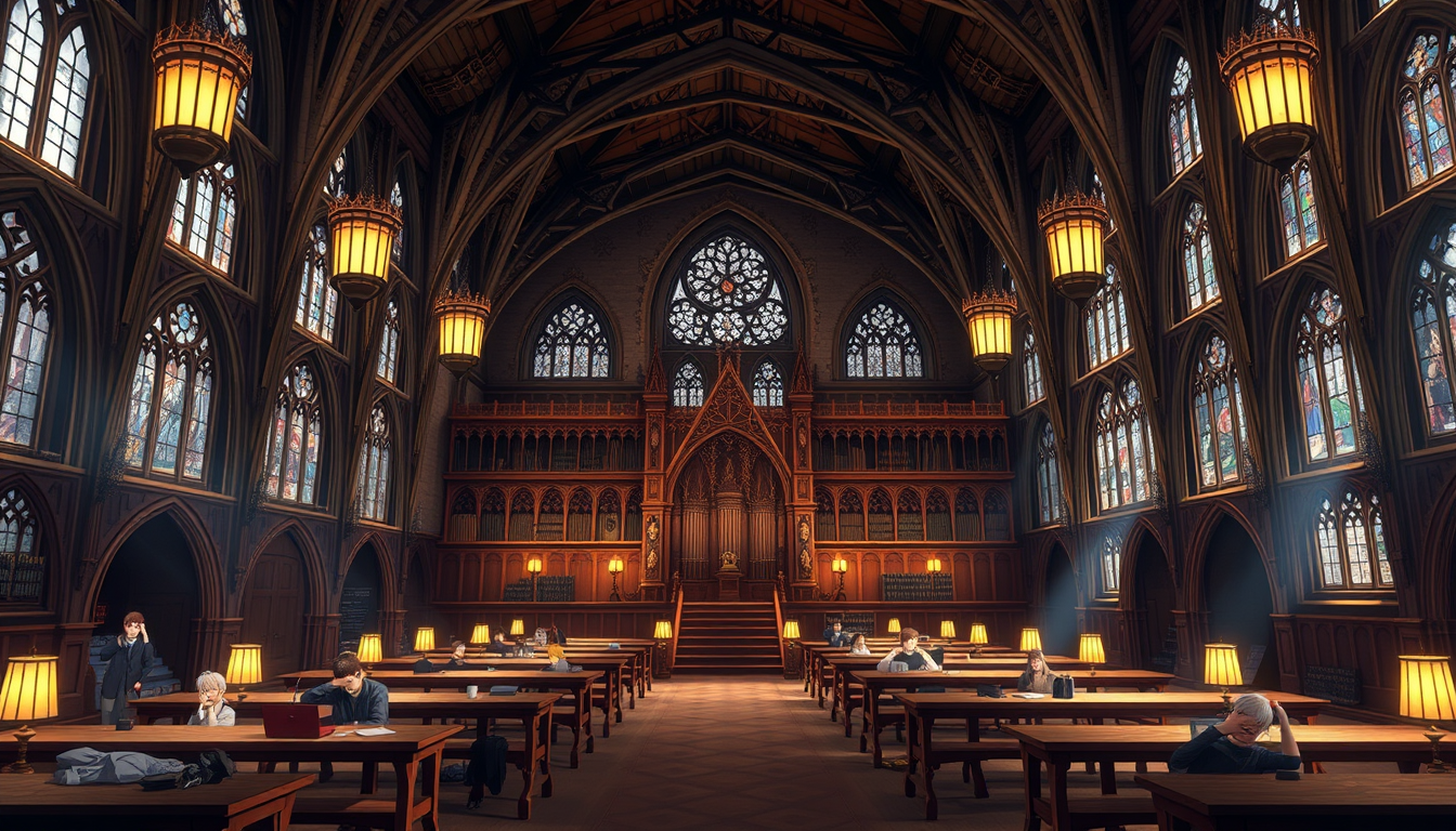 Main art studio: Show the great hall ( at hogwarts in the movie but in Anime style)