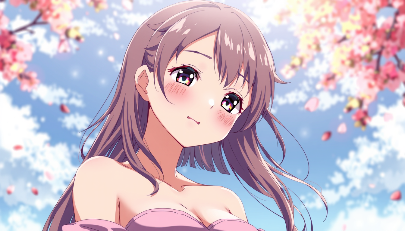 Main art studio: A very hot ai anime girl without her shirt on