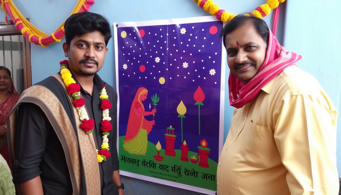 AI Art prompt example created from the prompt: make a very very beautiful poster teej festival in himalaya public sen. sec.school ghanauri kalan