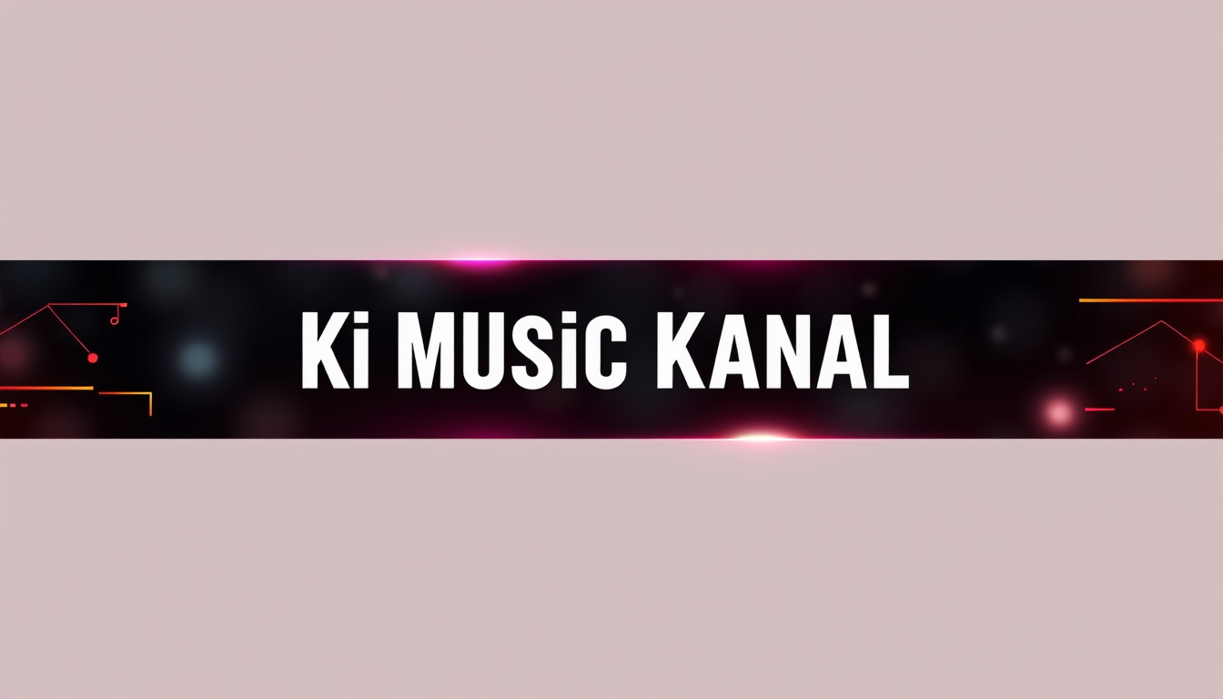 YouTube Banner idea created from the prompt: youtube channel banner, wide 16:9 composition, bold branding graphics, ki musik kanal , channel-art ready banner