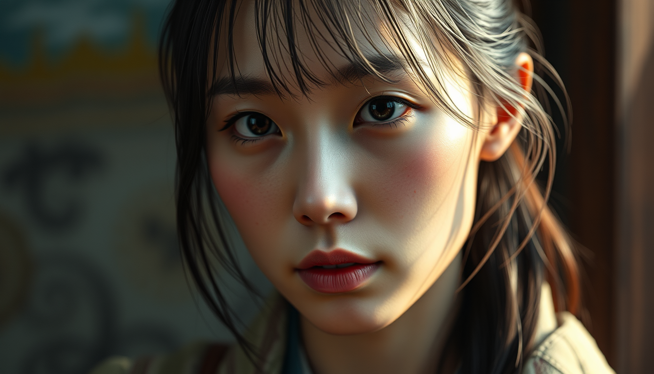 Realistic Images idea: photorealistic generated image, natural materials and skin texture, physically plausible lighting, Japanese woman , coherent depth, restrained color,