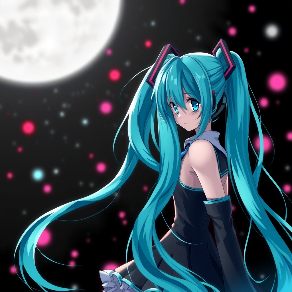 Main art studio: Hatsune miku black backround