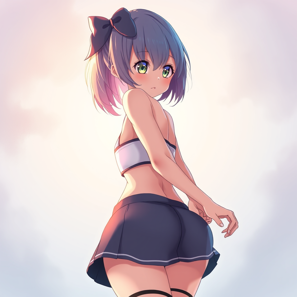 Anime idea created from the prompt: anime style, vibrant colors, expressive eyes, 20 Jear old Anime Girl showing her butt , detailed anime illustration