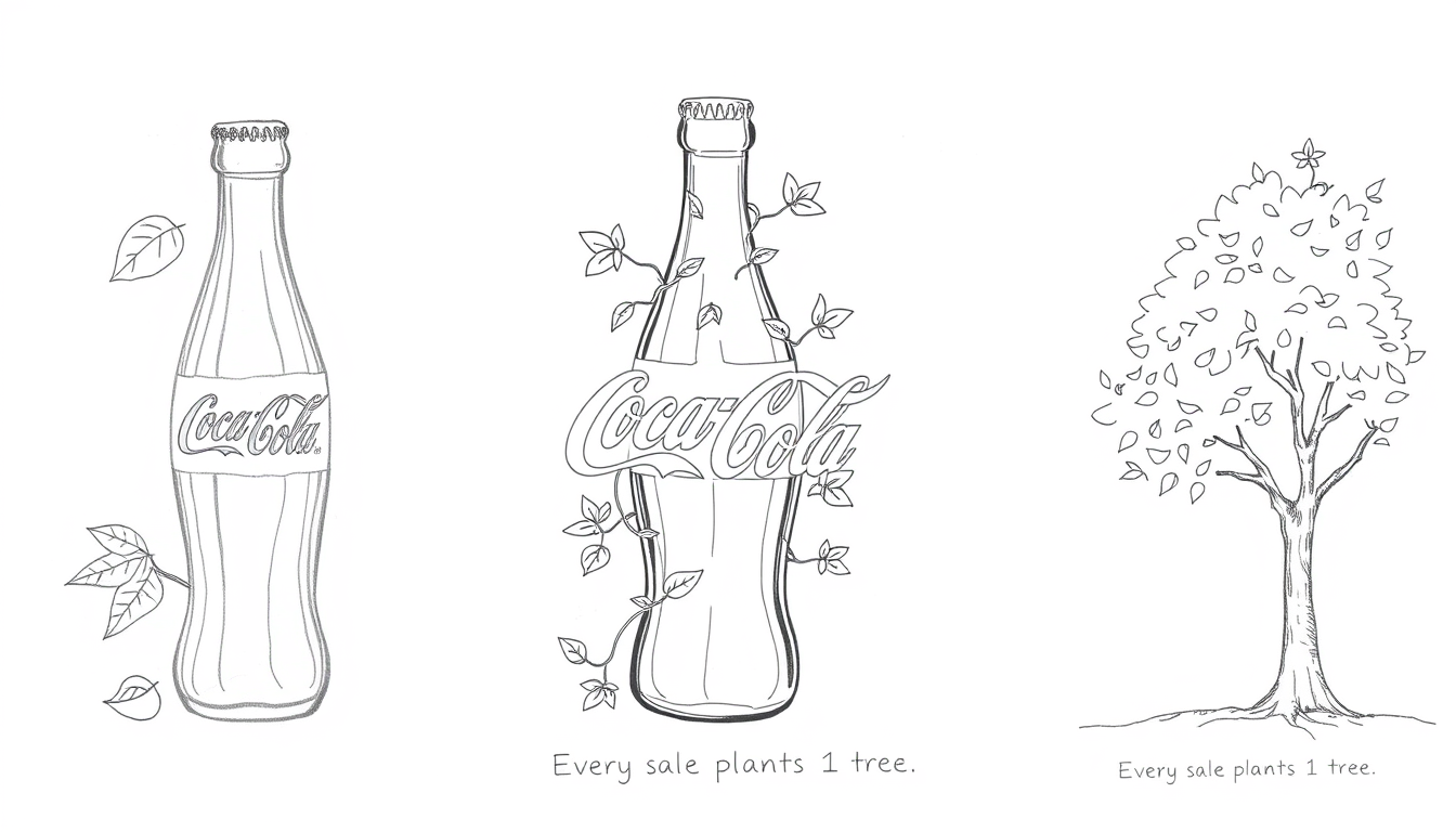 AI Art prompt example created from the prompt: 3 simple black-and-white Coca-Cola advertising sketches on one white page. Beginner Year 7 art, VERY easy to trace, clean pencil outlines, n