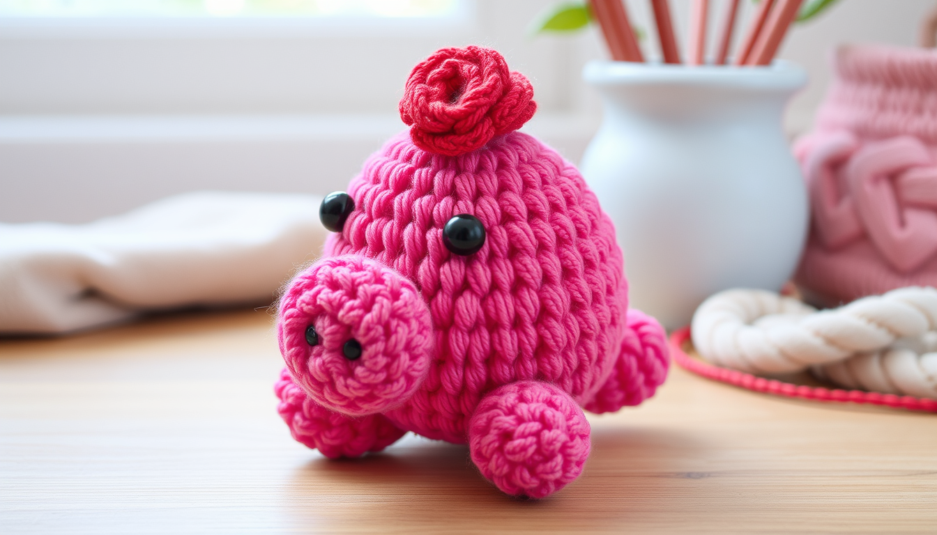 Main art studio: 1 ajolote rosado tejido en amigurumi
