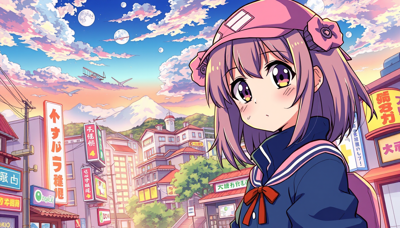 Anime idea: anime style, vibrant colors, expressive eyes, okej tło miasto Tokio , detailed anime illustration