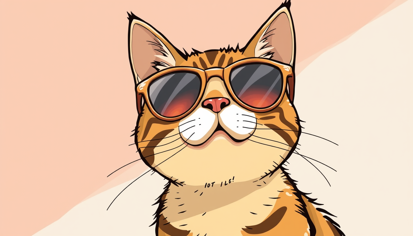 Main art studio: katze mit Sonnenbrille. Malbuchstil: Nur die Linien, soll selbst ausgemalt werden. cartoonlike.