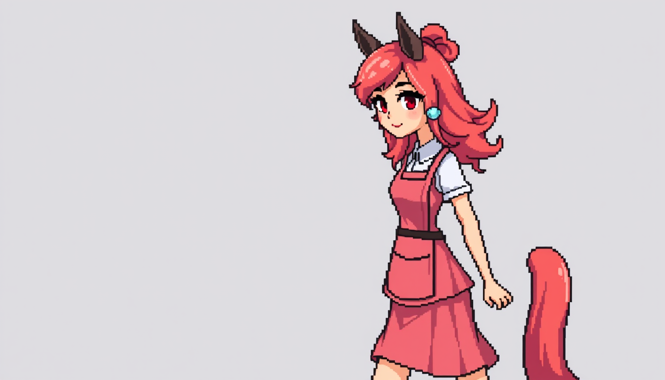 AI Pixel Art idea created from the prompt: pixel art, 32x32 sprite scale, limited palette, retro 16-bit game art, she needs to look like walking and dont make her big or so she is sup